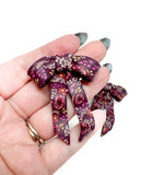 Bow Earrings - Wine Autumn Floral