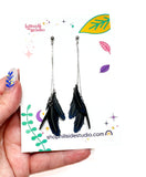 Raven Feather Dangle Earrings