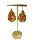 Teardrop Dangles - Mustard Autumn Floral