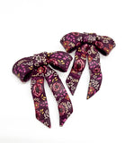 Bow Earrings - Wine Autumn Floral
