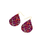 Teardrop Dangles - Wine Autumn Floral