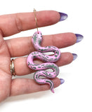 Anya Snake Earrings - Pink and Green Flora