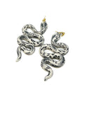 Anya Snake Earrings - Cream with Black Flora