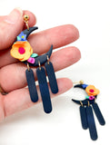 Floral Moon Dangles Navy