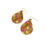 Teardrop Dangles - Mustard Autumn Floral