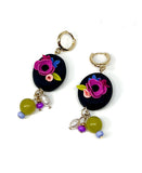 Beaded Floral Dangles Navy