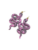 Anya Snake Earrings - Pink and Green Flora