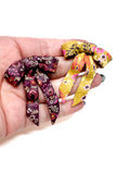 Bow Earrings - Wine Autumn Floral