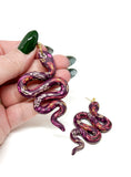 Anya Snake Earrings - Wine Autumn Floral