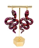 Anya Snake Earrings - Wine Autumn Floral