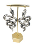 Anya Snake Earrings - Cream with Black Flora