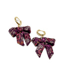 Bow Earrings - Wine Autumn Floral