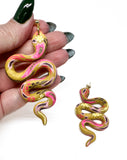 Anya Snake Earrings - Mustard Autumn Floral