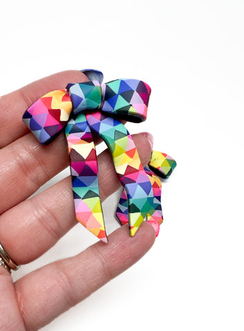 Bow Earrings - Rainbow Prism