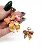 Bow Earrings - Mustard Autumn Floral
