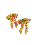 Bow Earrings - Mustard Autumn Floral