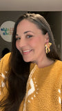 Bow Earrings - Mustard Autumn Floral