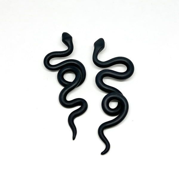 Black Statement Snake Studs - Large