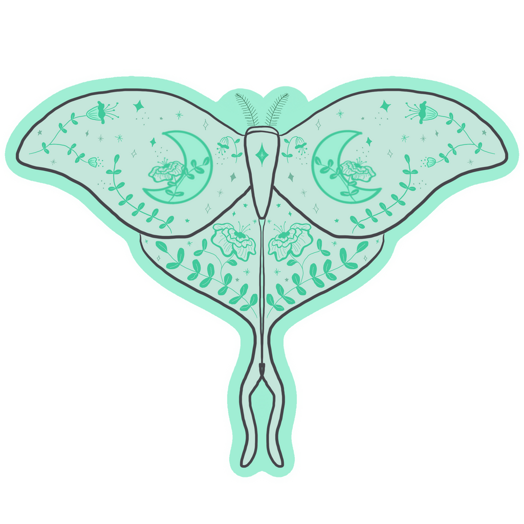 Glitter Luna Moth Sticker