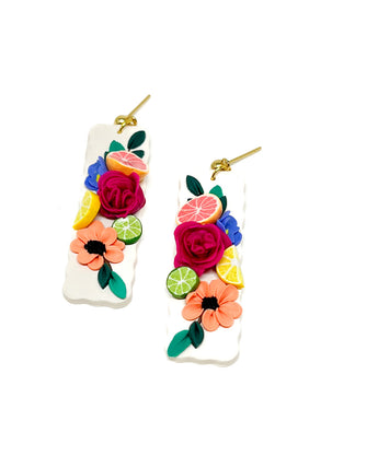 Scalloped Citrus Floral Dangles