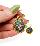 Gold-Framed Dangles - Floral Dreams