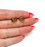 Resin Studs - Gold Glitter