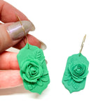 Lilith Floral Dangles -Aqua Green