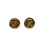 Resin Studs - Gold Glitter