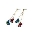 Colorful Double Butterfly Dangles