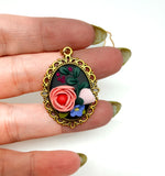 Floral Pendant Necklace - Black