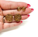 Resin Studs - Gold Glitter