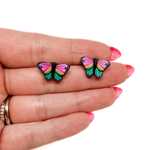 Butterfly Studs - Rainbow Ombré