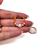 Sunset & Pearl Beaded Hoops