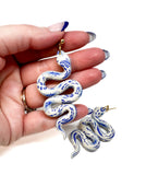 Anya Snake Earrings - Flora Blue & Cream