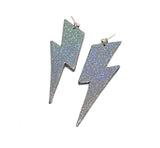 Lightning Bolt Dangle Earrings - Silver Glitter LIBERTY GIRLS SOCCER FUNDRAISER
