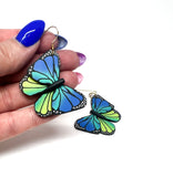 Butterfly Dangles:  Blue Green Ombre