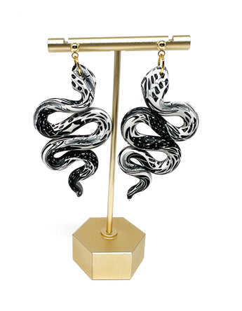 Anya Snake Earrings - B&W Pattern Mix