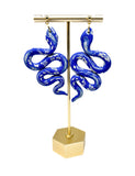 Anya Snake Earrings - Flora Blue & Cream