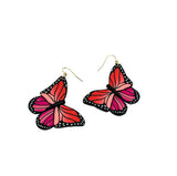 Butterfly Dangles:  Pink Orange Ombre