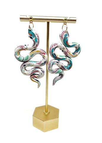 Anya Snake Earrings - Folk Art