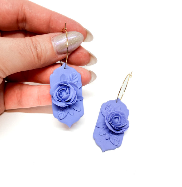 Lilith Floral Dangles - Periwinkle