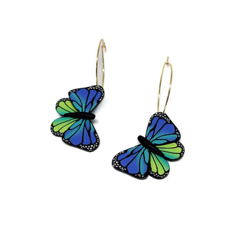 Butterfly Dangles: Blue Green Ombre