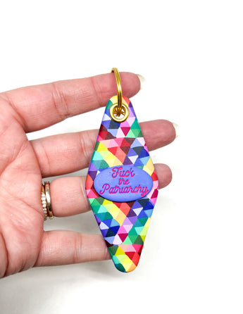 F*ck the Patriarchy Keychain - Rainbow Prism