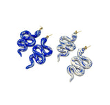 Anya Snake Earrings - Flora Blue & Cream