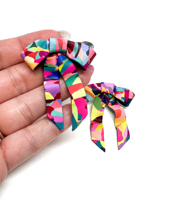 Bow Earrings - Rainbow Scraps