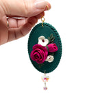 Green Oval Floral Christmas Ornament with Crystals PRE ORDER