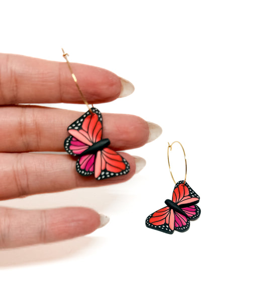 Butterfly Dangles: Pink Orange Ombre