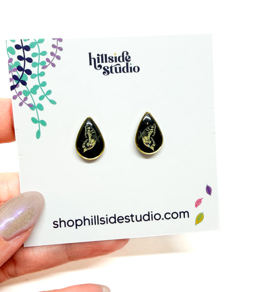 Gold Framed Tiger Swallowtail Studs
