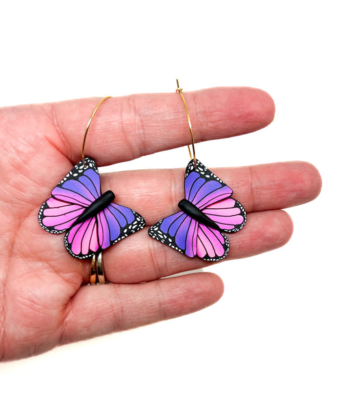 Butterfly Dangles:  Pink Purple  Ombre