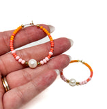 Sunset & Pearl Beaded Hoops